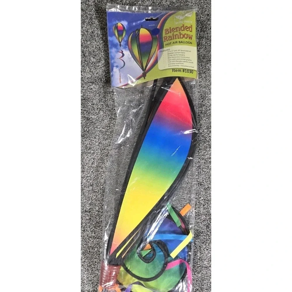 In The Breeze Blended Rainbow Hot Air Balloon Spinner Windsock Multicolor‎